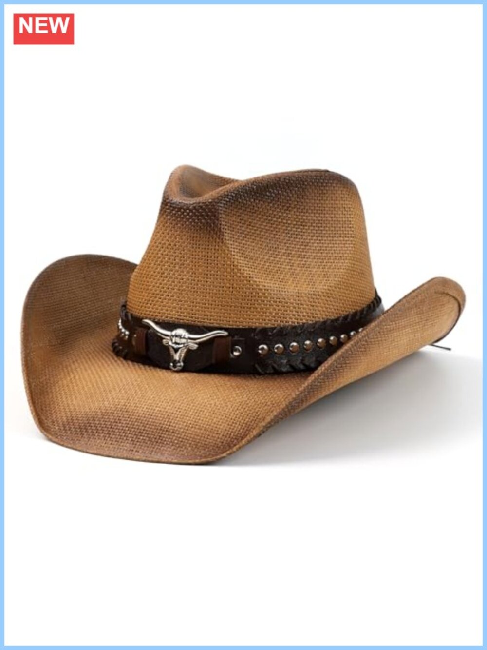 Straw Cowboy Hat Women Men Wide Brim Shapeable Western Hat Chin Strap